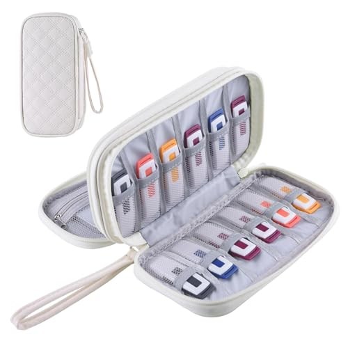 USB Flash Drive Holder Case, Portable Storage Bag Organizer for White Beige