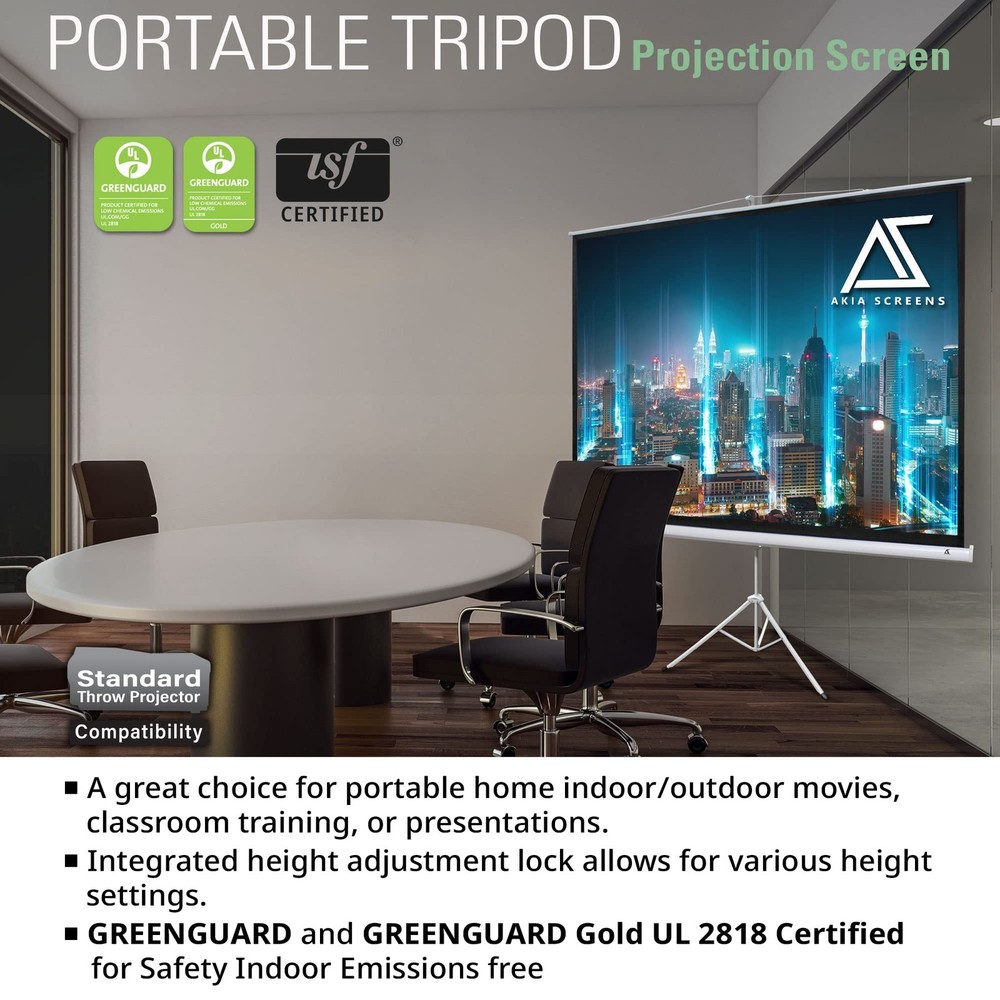 100 Inch Projector Screen with Stand, 4:3 HD, Tripod Pull-Up Portable Screen,...