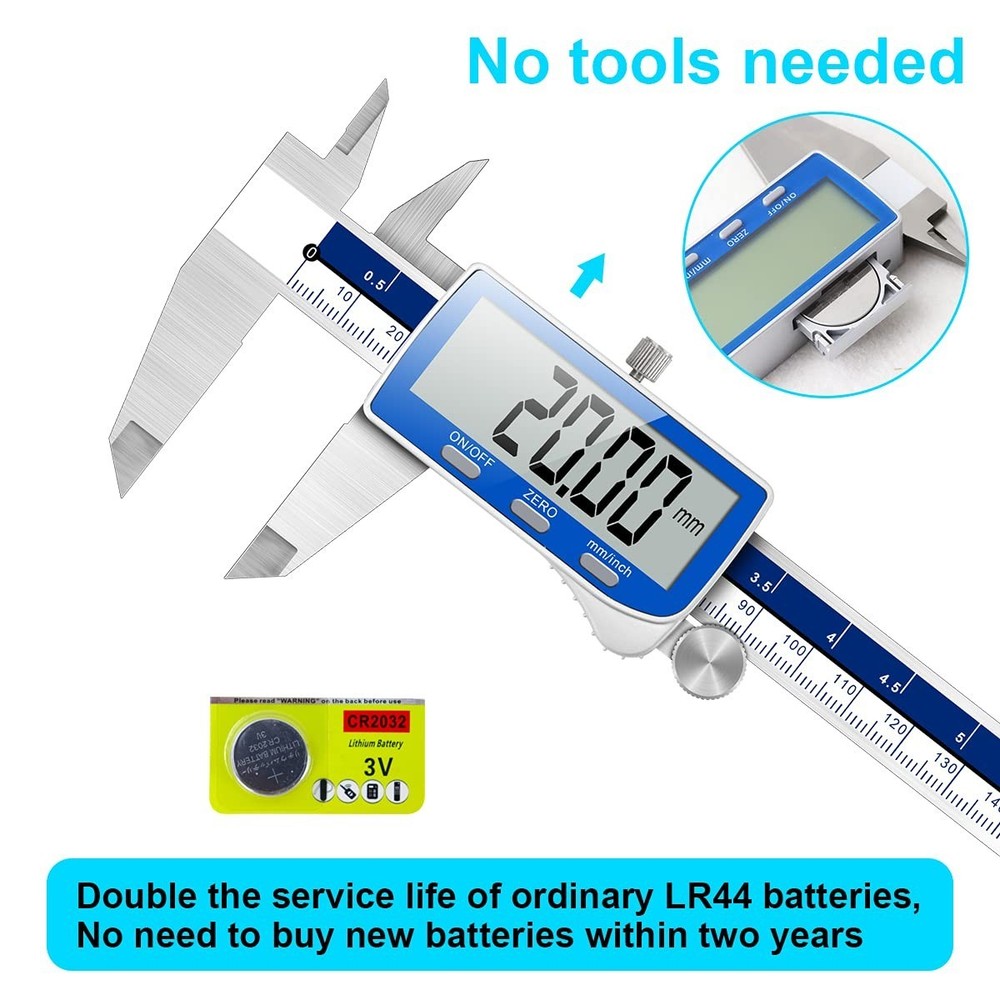 Robust Waterproof Digital Caliper, 6 Inch Range & High-Resolution Measurement