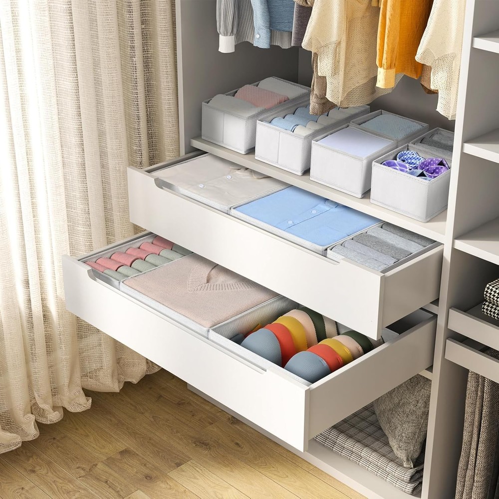 DIMJ Drawer Organizer Clothes 18 Pack - Foldable Baby 18 Pack, White