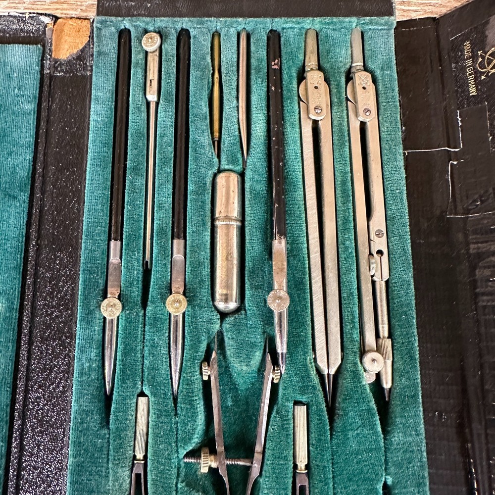 Vintage Schoenner Germany 13pc Engineering Drafting Tool Set No. 5006 w/ Case