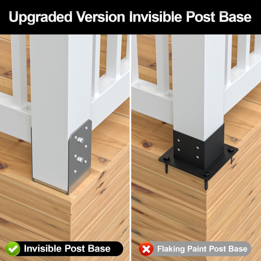 4"x 4" Stainless Steel Adjustable Post Base 4Pcs for Deck Railing Support