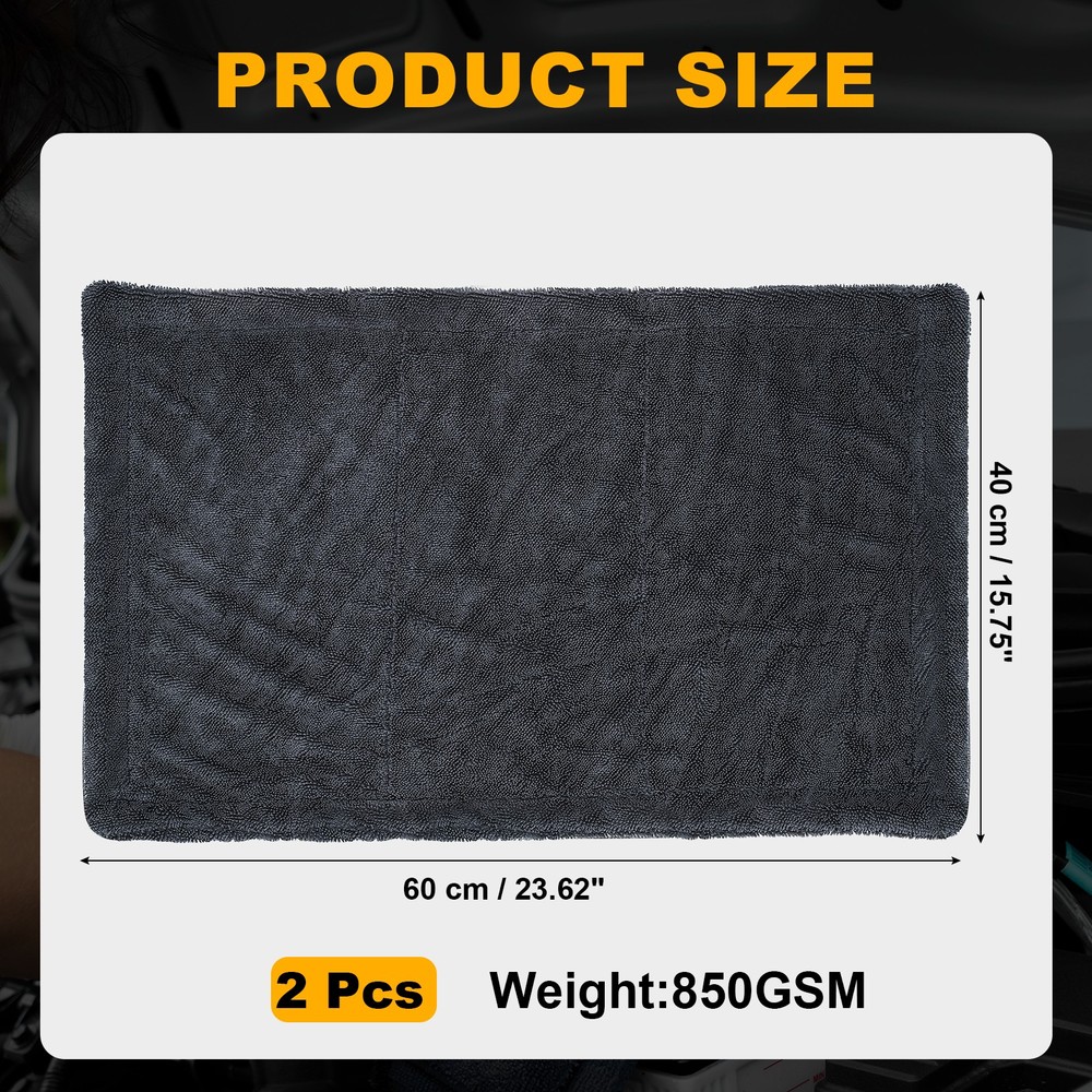 2pcs 16x24" Microfiber Car Towels for Grey