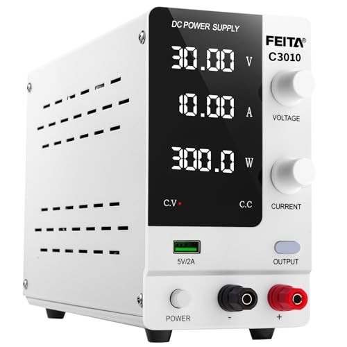 DC Power Supply Variable, 30V 10A Adjustable Switching Regulated 0-30V 0-10A
