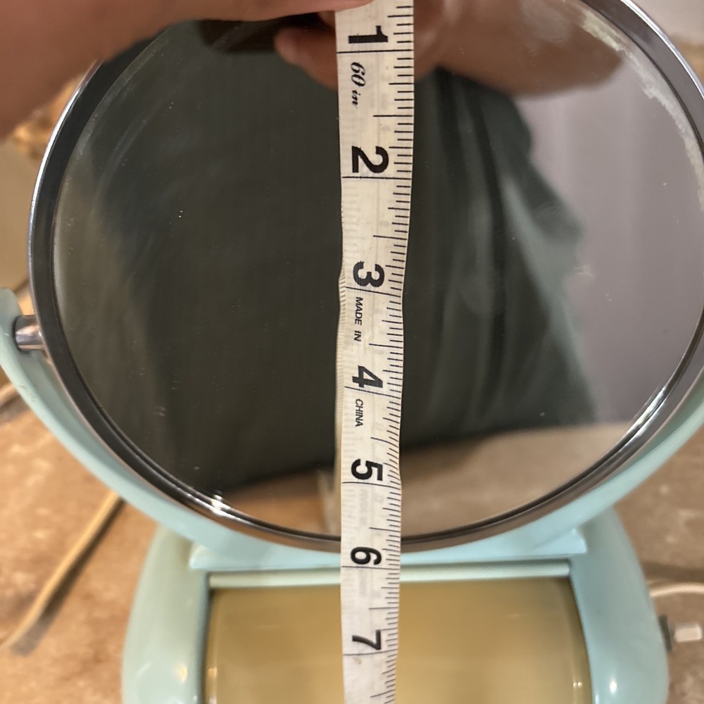 Vintage Lighted Table Top Vanity Mirror Art Deco Style Container W/Lid Base
