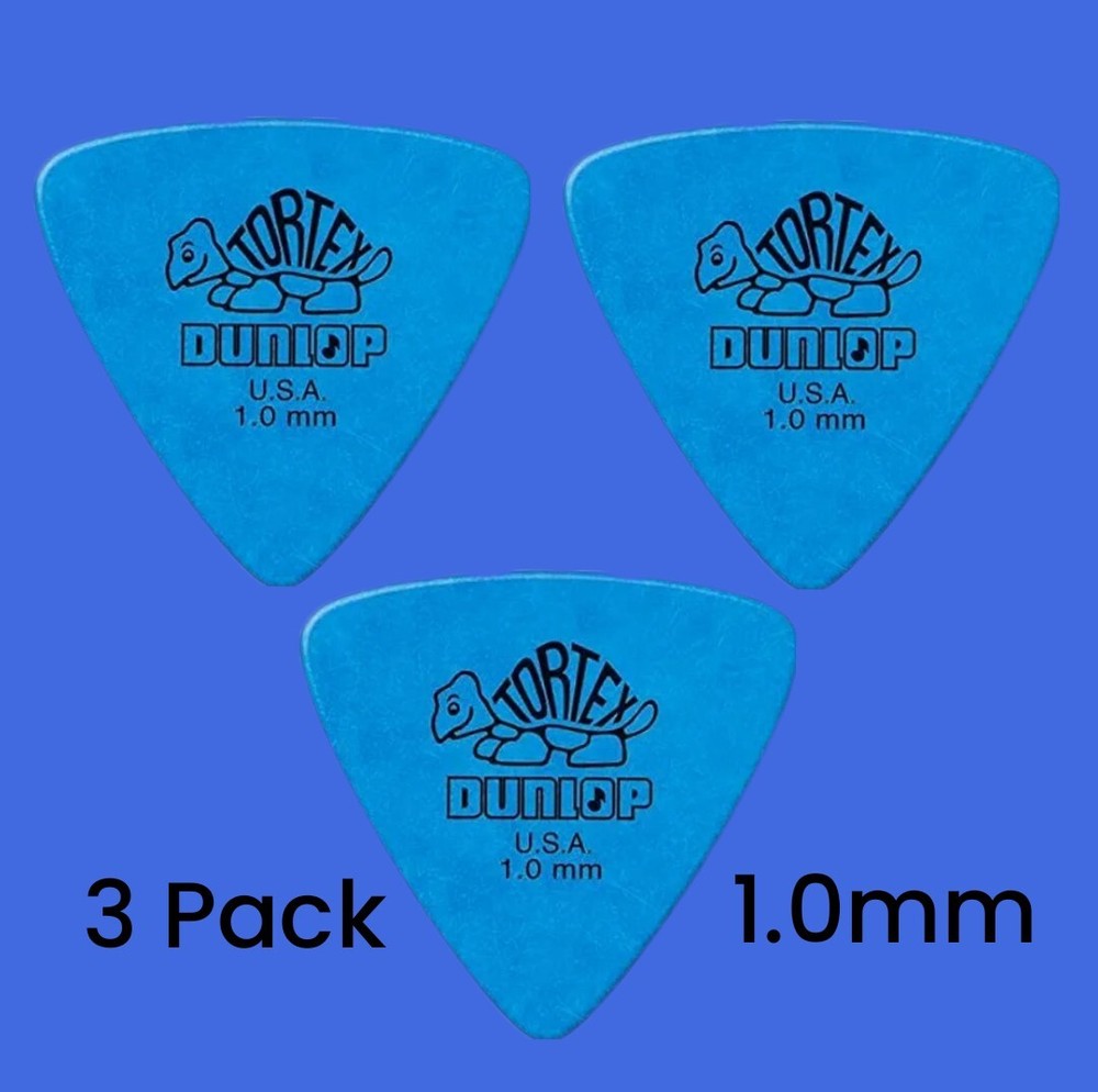 Dunlop Tortex® Triangle Guitar Pick 1.0mm 3 Pack, Blue