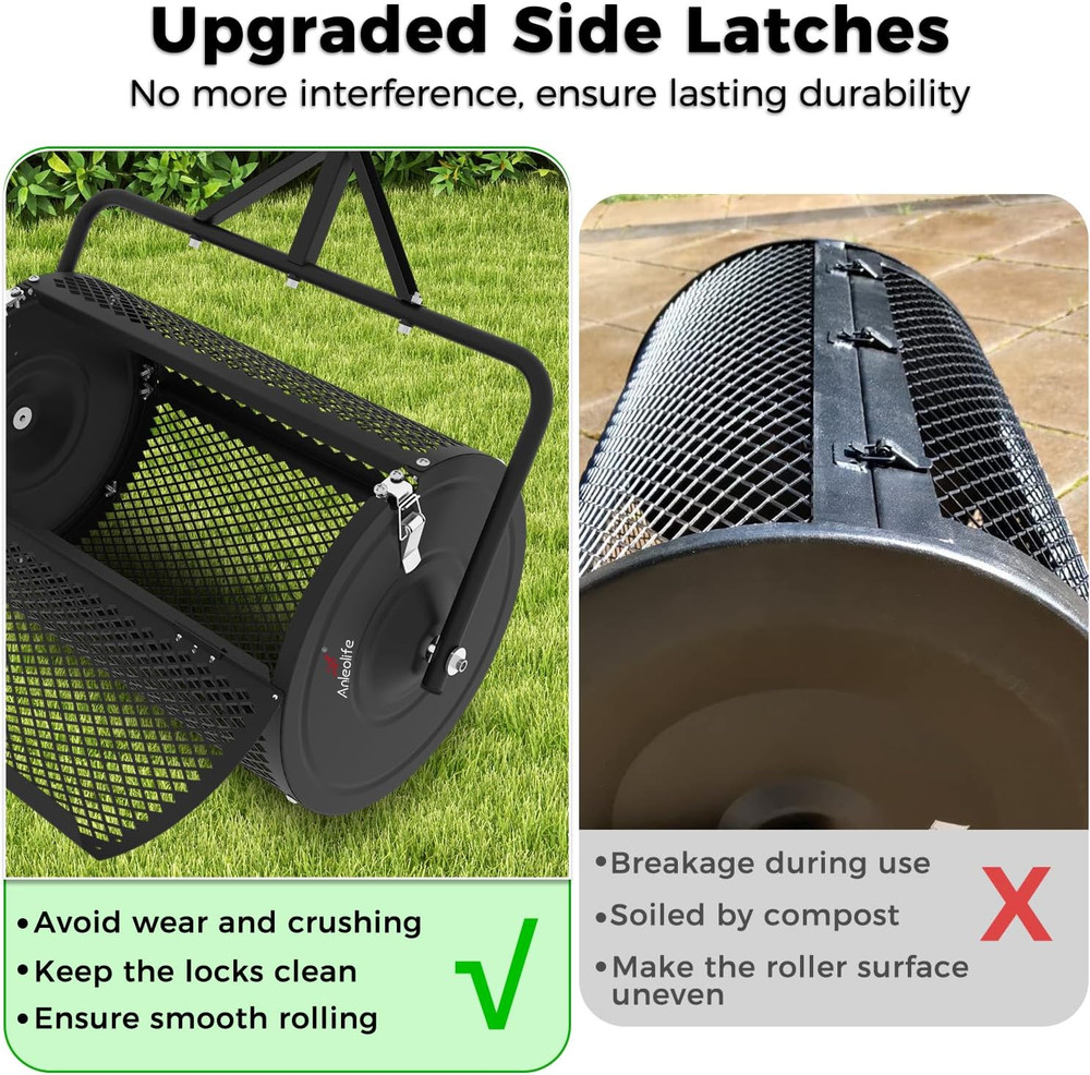 24" Compost Spreader with Adjustable Handle for Lawn and Garden Use