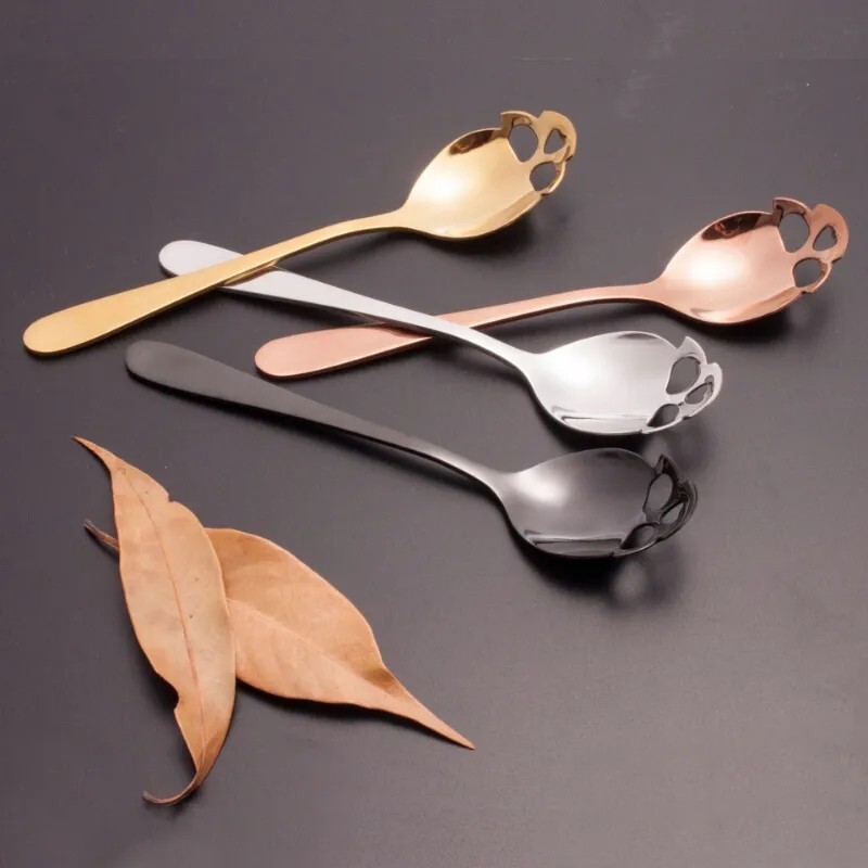 Skull Head Coffee Spoon Original Silverware Kitchen Utensil Lot 4Pcs