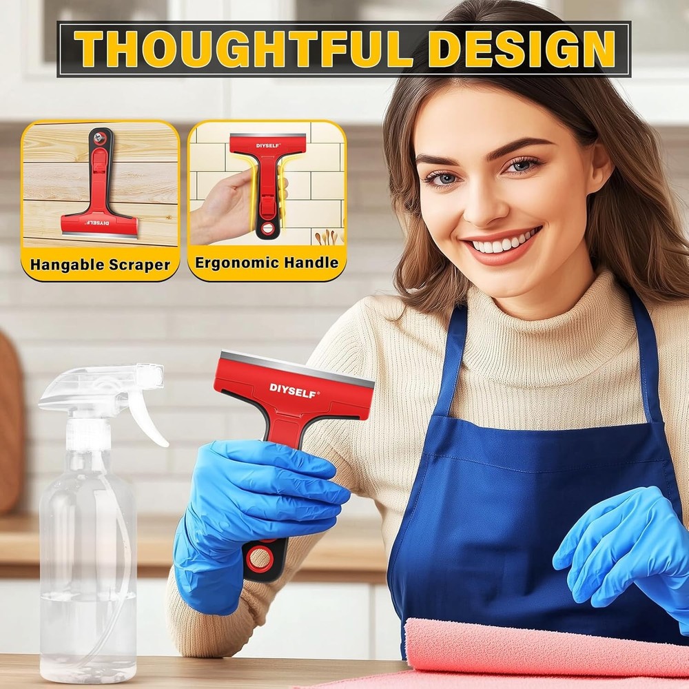Razor Blade Scraper, 1 Pack Scraper Tool with 10pcs 4-Inch Blades, Razor Scraper