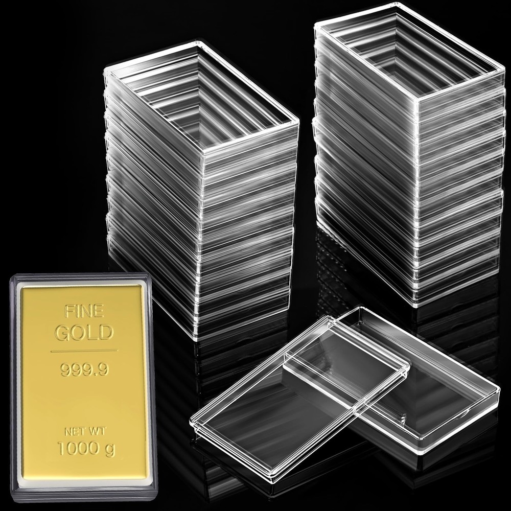 Ctosree 10 Pcs 10 oz Silver Bar Case Clear Gold Storage Box Acrylic