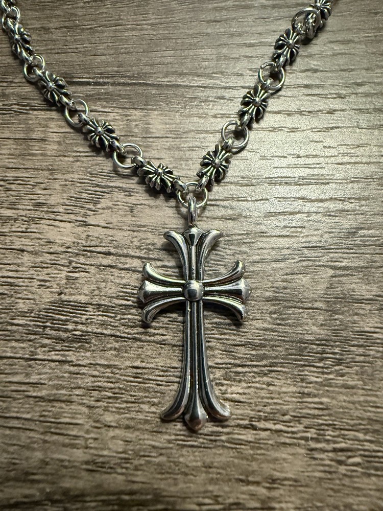 Silver Chrome Cross Necklace