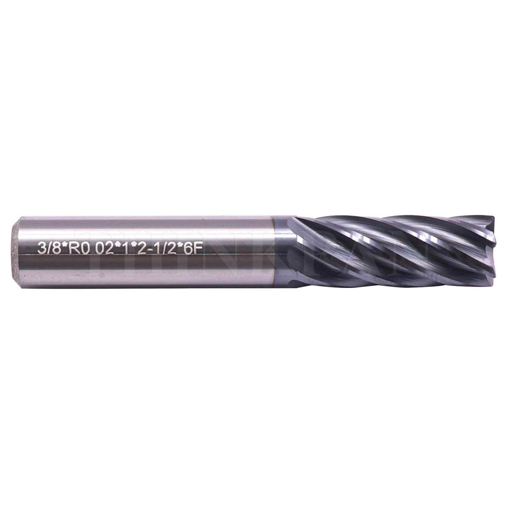 3/8" 6 Flute Carbide Variable Helix End Mill - .020 Corner Radius - AlCrN Coated