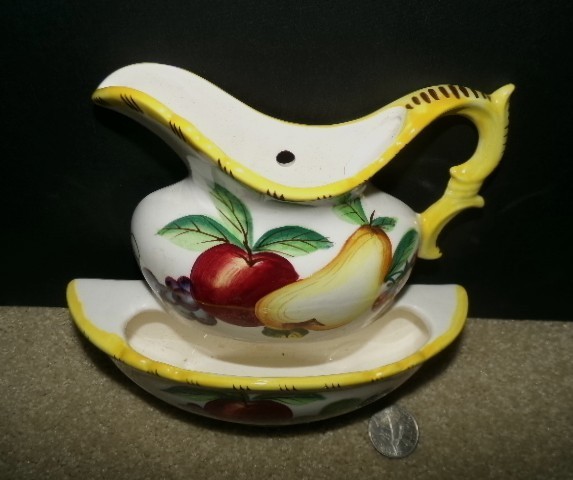 ceramic PITCHER and Bowl WALL POCKET
