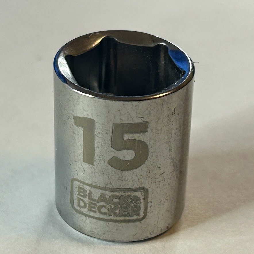 Black & Decker  15mm x 3/8" Dr Standard  Socket 6 Pt  Chrome Finish Free Ship
