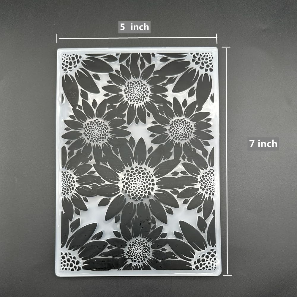 3D Plastic Embossing Folder Template Stereoscopic Sunflower Texture 5x7
