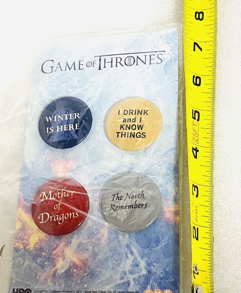 Game of Thrones Pin Back Buttons 4 HBO New 2017