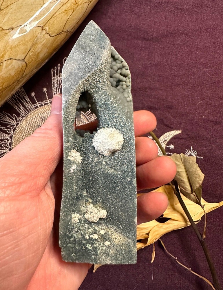 Grape Agate Raw And Polished Point, Grape Agate Tower, All Natural