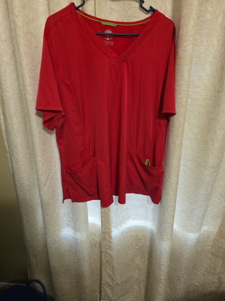 HH WORKS 2X HOT PINK SCRUB TOP