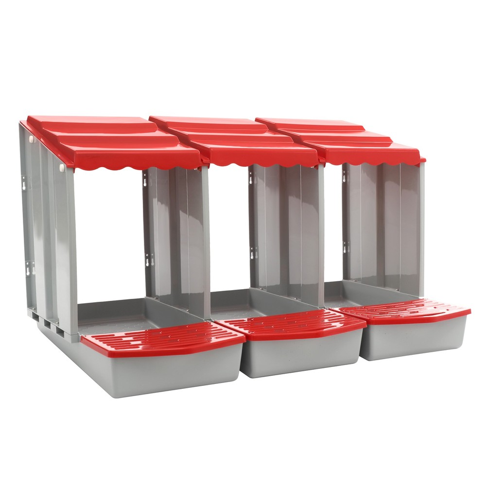 3-Compartment Chicken Nesting Box, Chicken Laying Box with Egg Collection Red