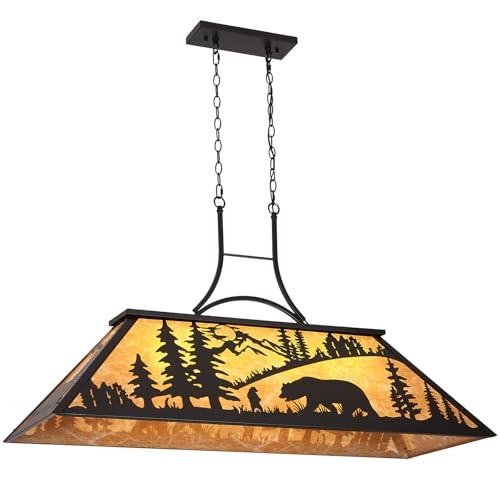 47.2" Pool Table Light, 4-Light Rustic Chandelier for 7-8-9ft Table, Bear