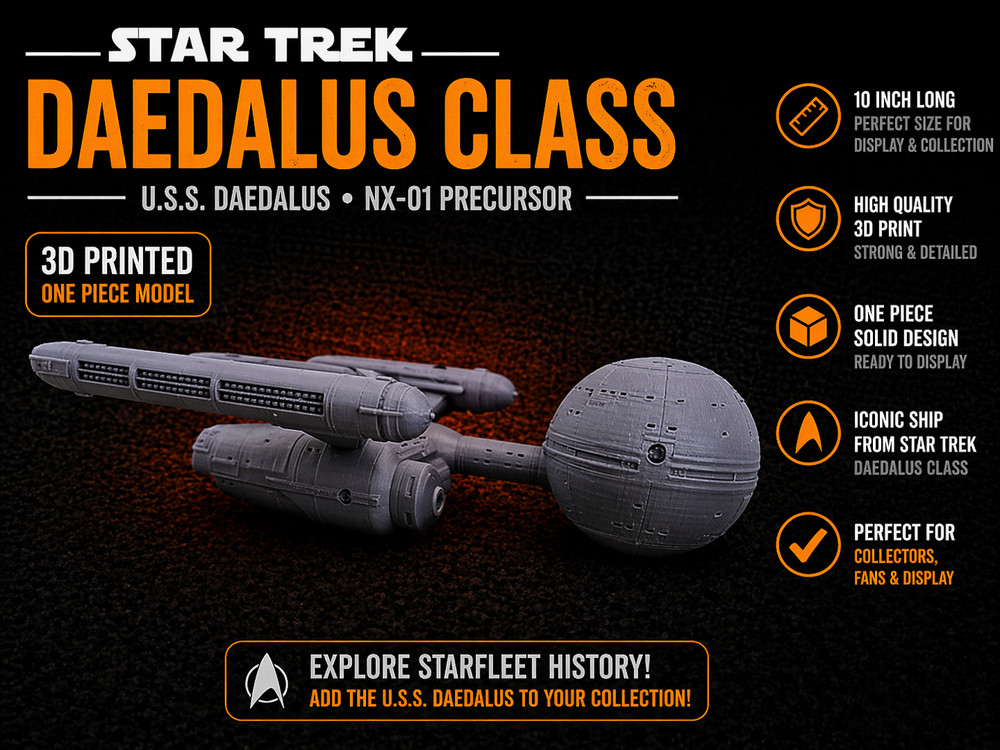 Star Trek U.S.S. Daedalus 10in Model Ship Daedalus Class Display Collectible Sci