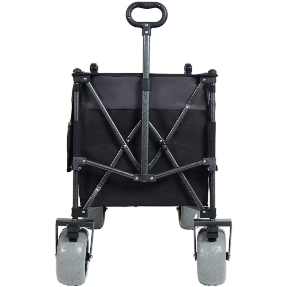 Push-Pull Folding Wagon Cart with Rotating Handle & Large Beach Tires