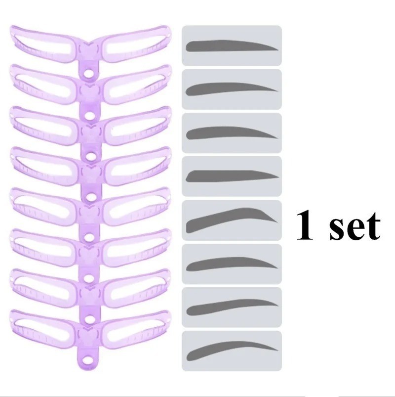 8-in-1 Eyebrow Stencil Brow Stamp Template Reusable Makeup Tools Set