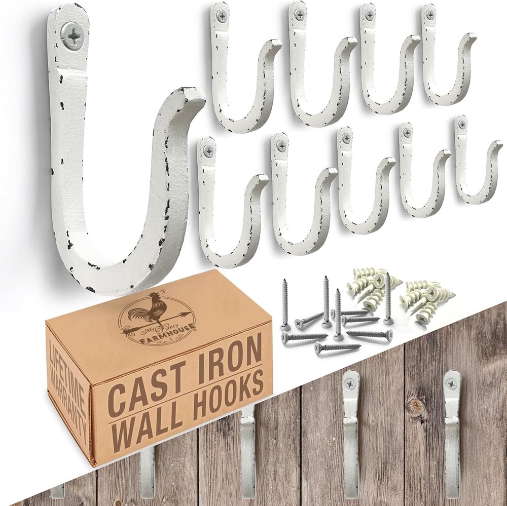 Decorative Rustic Hooks for Coats or Pots - 10 Pcs