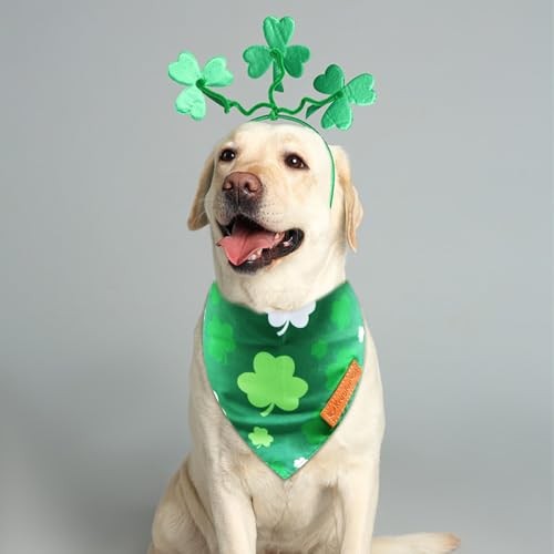 2 Pieces St. Patrick's Day Dog Bandanas, Double-Sided Reversible Triangle