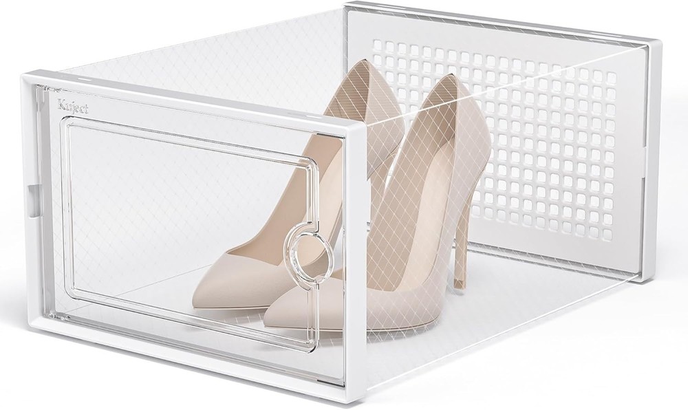 X-Large Shoe Storage Boxes Organizers Clear Plastic Stackable 12 Pack, Shoe Rack