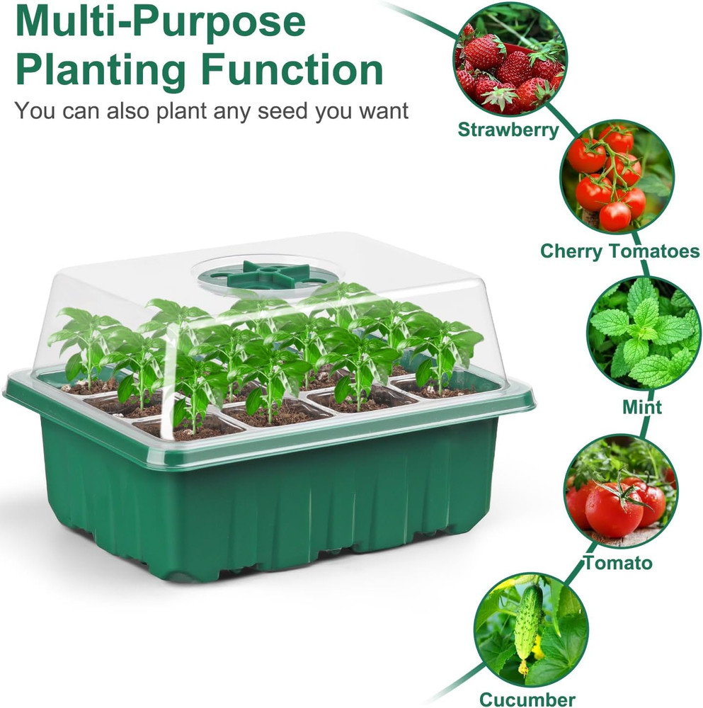 144 Cell Seed Starter Kit Trays with Humidity Domes Labels Tools