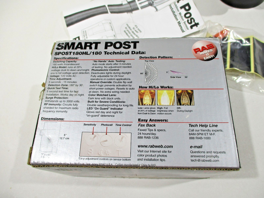 RAB Smart Post SPOST500/180 Motion Sensor Control for Post Lantern
