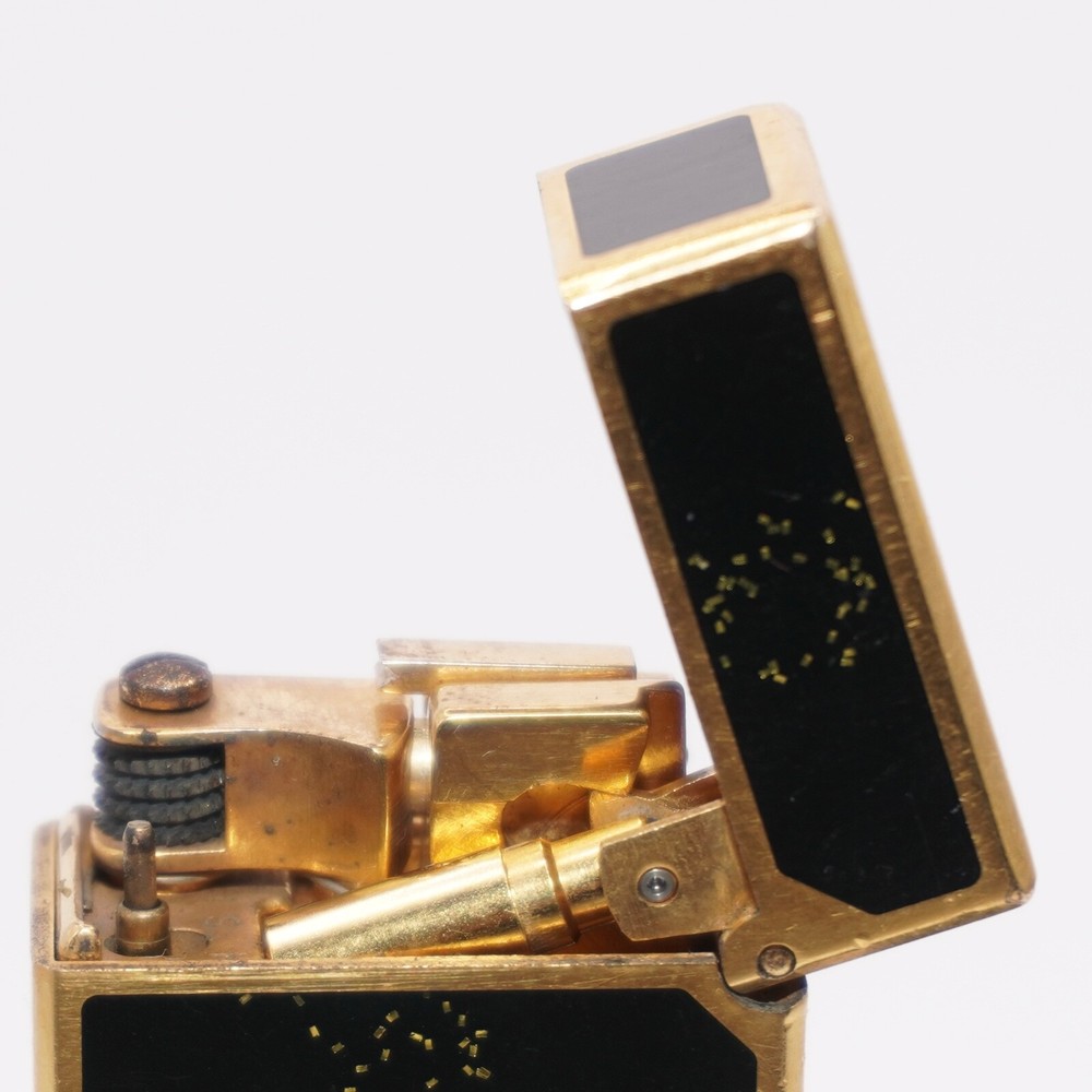 Dunhill Vintage Rollagas Lighter Gold/BLACK Glitter_Working