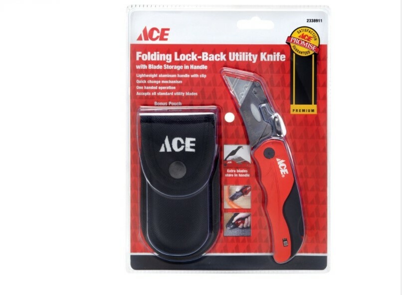 Ace 0258002 Folding Lock-Back Utility Knife Set Black/Red