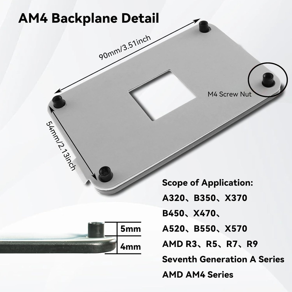AM4 Backplate & Bracket, Heavy-Duty Durable CPU Heatsink Mounting Solution for A
