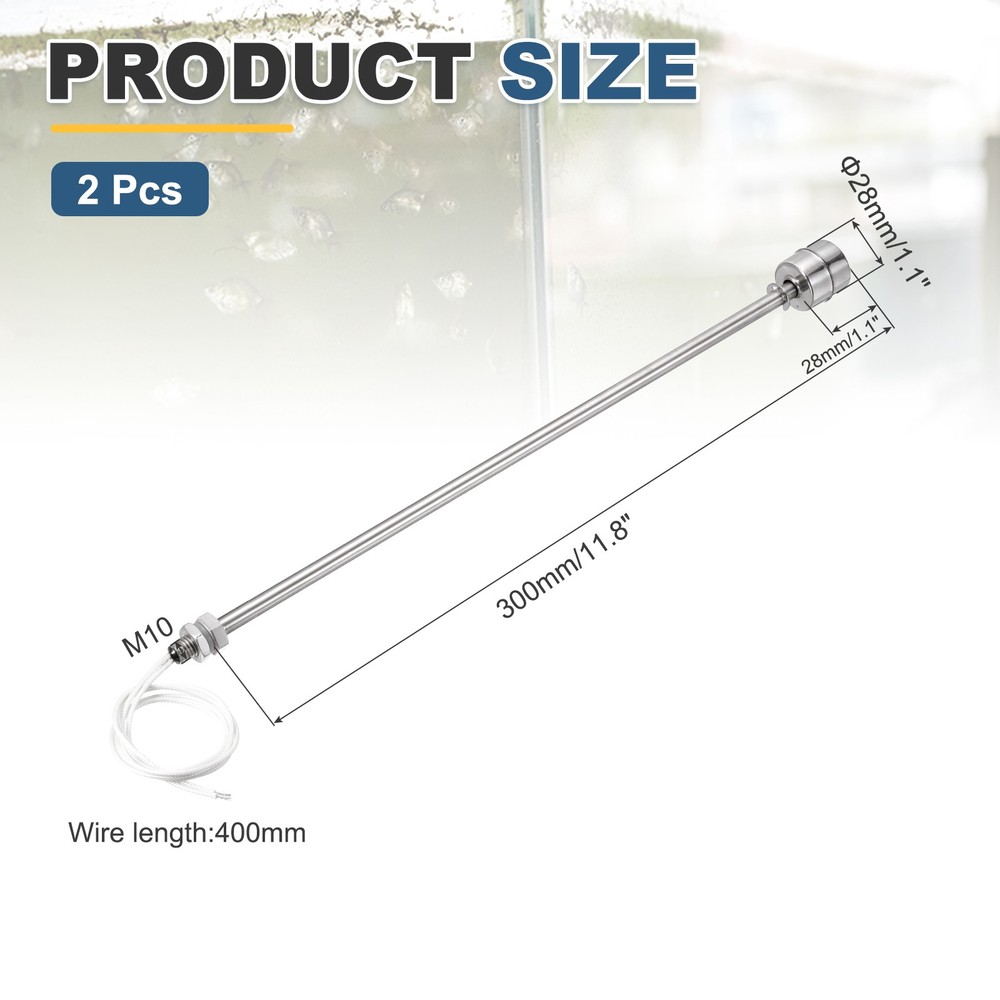 Float Switch 300mm Rod 0.5A Vertical Single Float for Pump/Alarm 2 Pcs