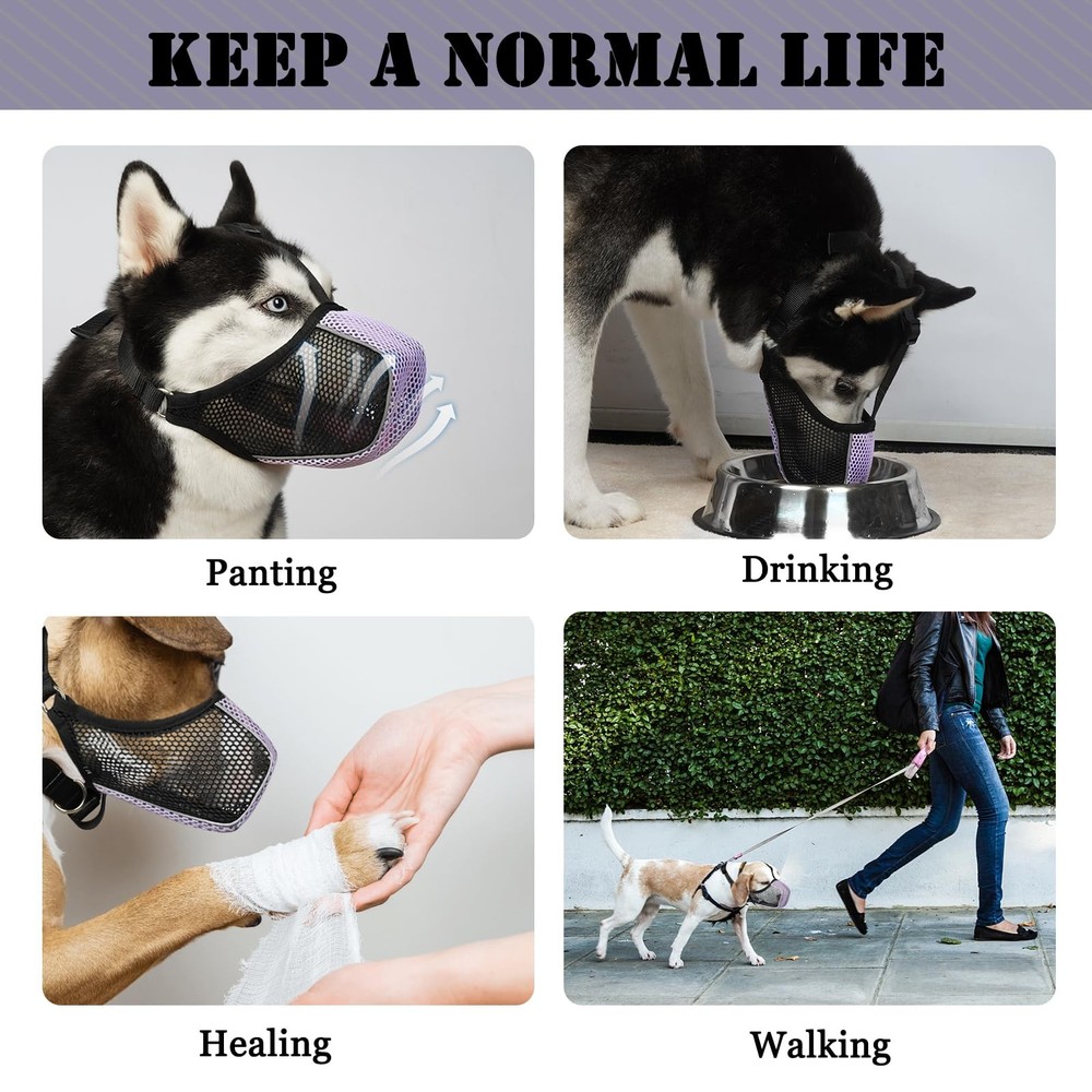 Dog Muzzle, Patented Mesh Soft Muzzles for Large Medium Small Dogs Poodle Hus...