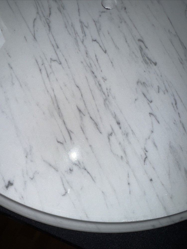 Vintage Solid Replacement 18” Marble Table Top (Italy) White & Gray Veining