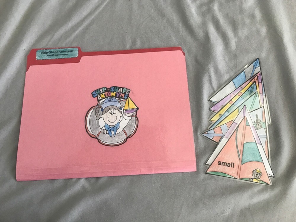 Ship Shape Antonyms  1st Grade language arts file folder game