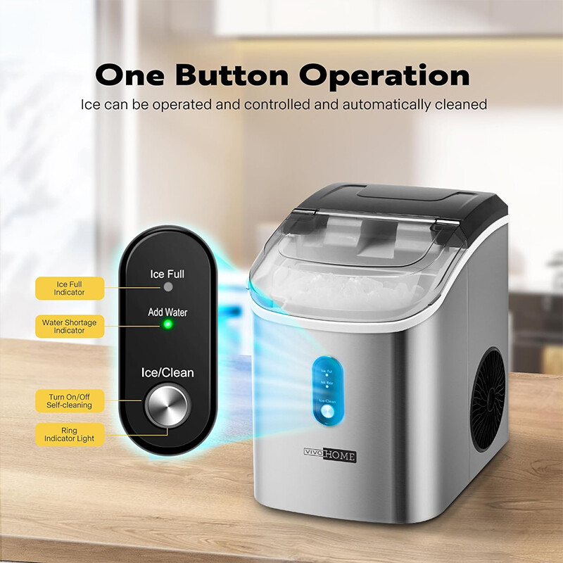 Nugget Ice Maker Countertop 33Lbs 44Lbs Portable Ice Cube Machine Self-Cleaning