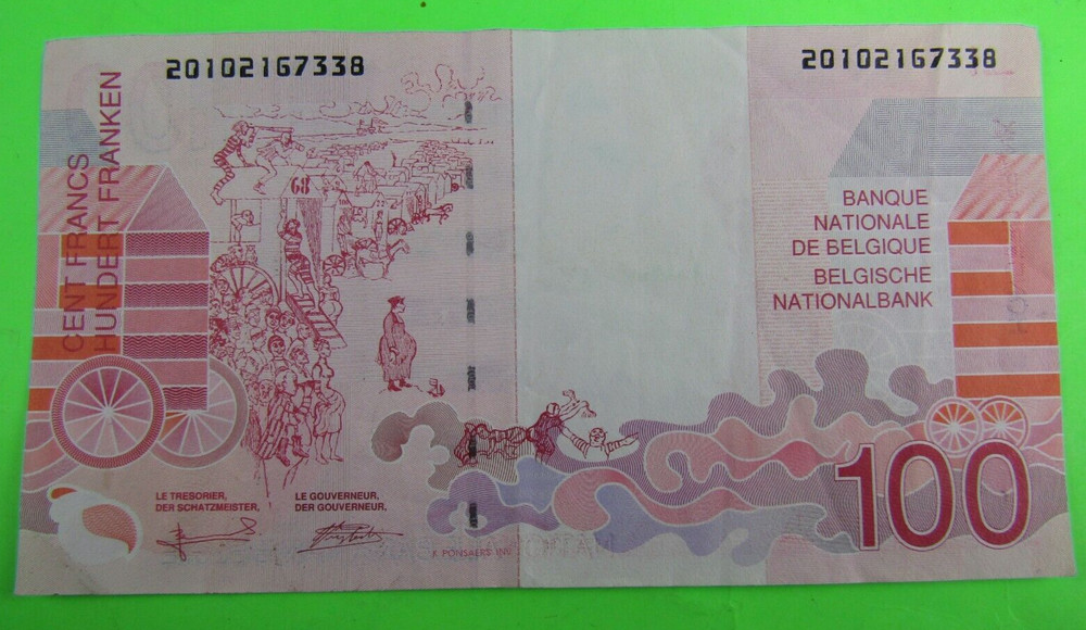 BELGIUM, 100 FRANCS, P#147, ND(1995-2001)