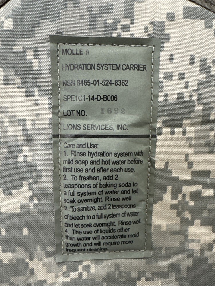 UCP MOLLE Hydration System Carrier NSN 8465-01-524-8362