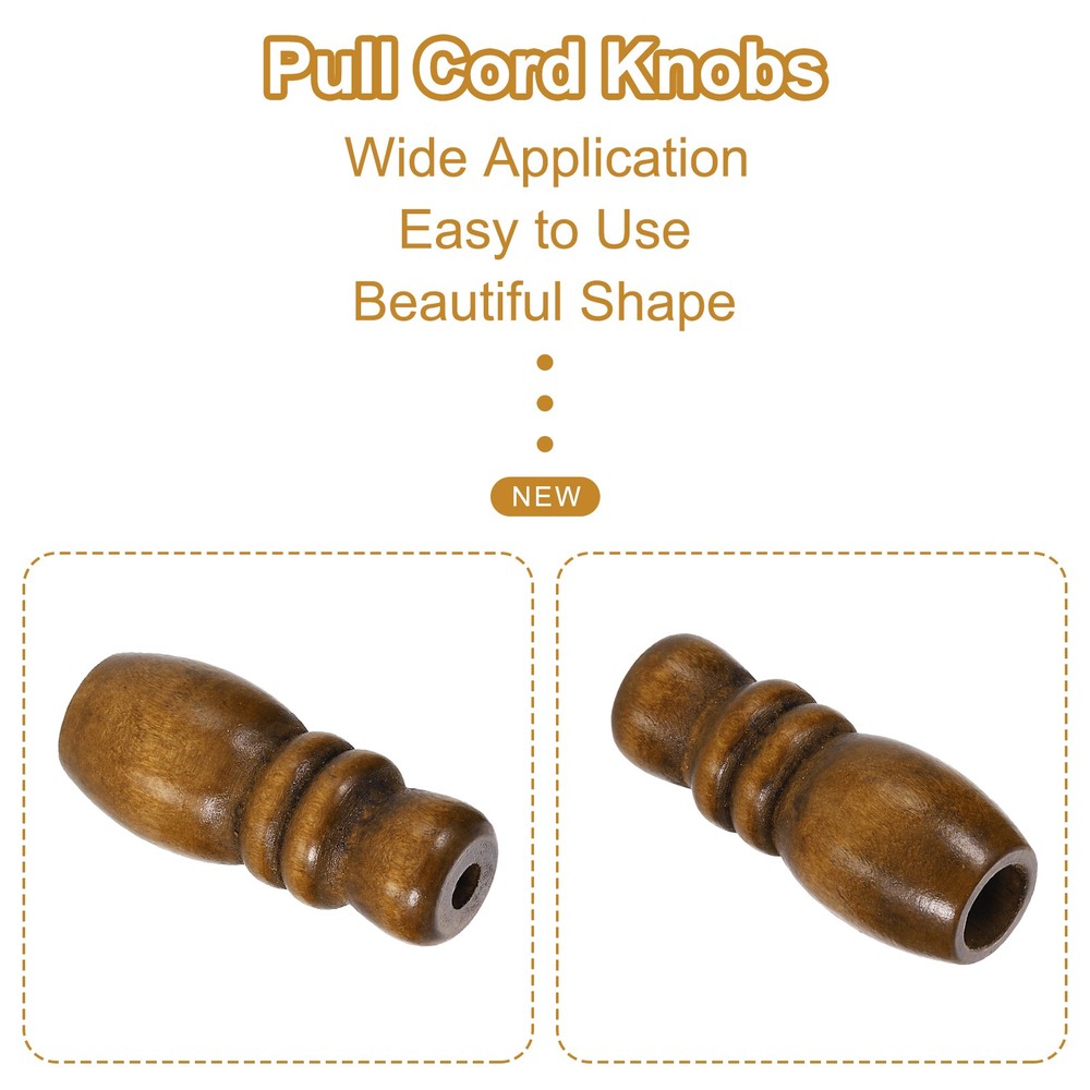 Cord Knobs, Brown Wooden Cord Tassel Drops Pull End for Window, 1.65x0.67" 20Pcs