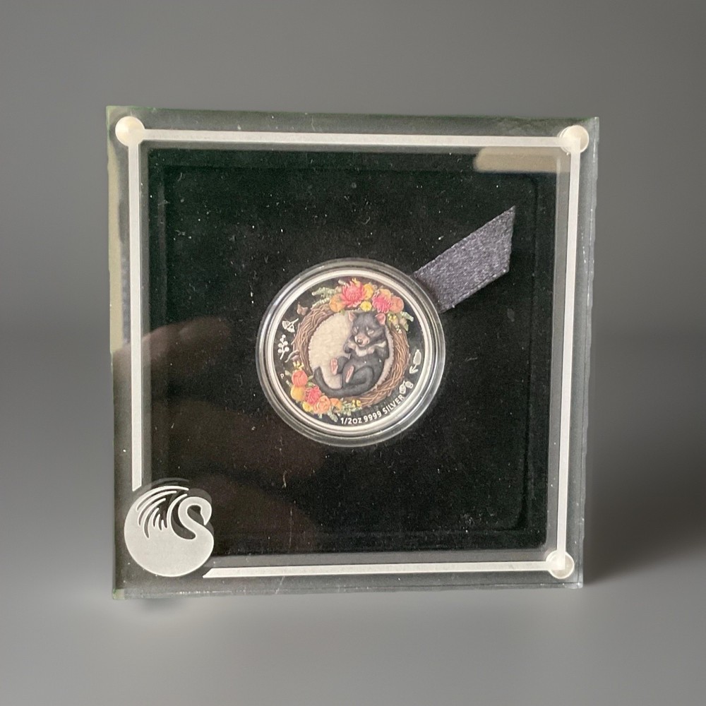 2021 DREAMING DOWN UNDER TASMANIAN DEVIL 1/2oz SILVER PROOF COLORED COIN -T11