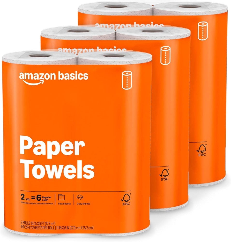 2-Ply Flex-Sheets Paper Towels, 6 Rolls = 20 Regular Rolls, 150 Sheets per Roll