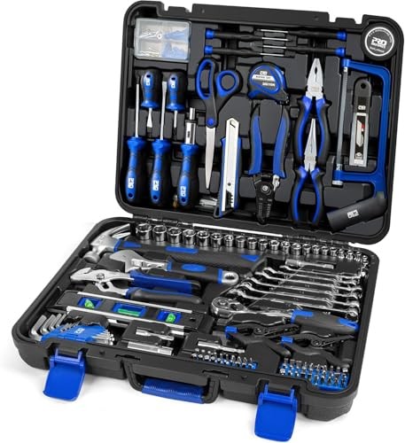 259-Piece Tool Kit, General Household Hand Tool Set with Plastic Storage Blue
