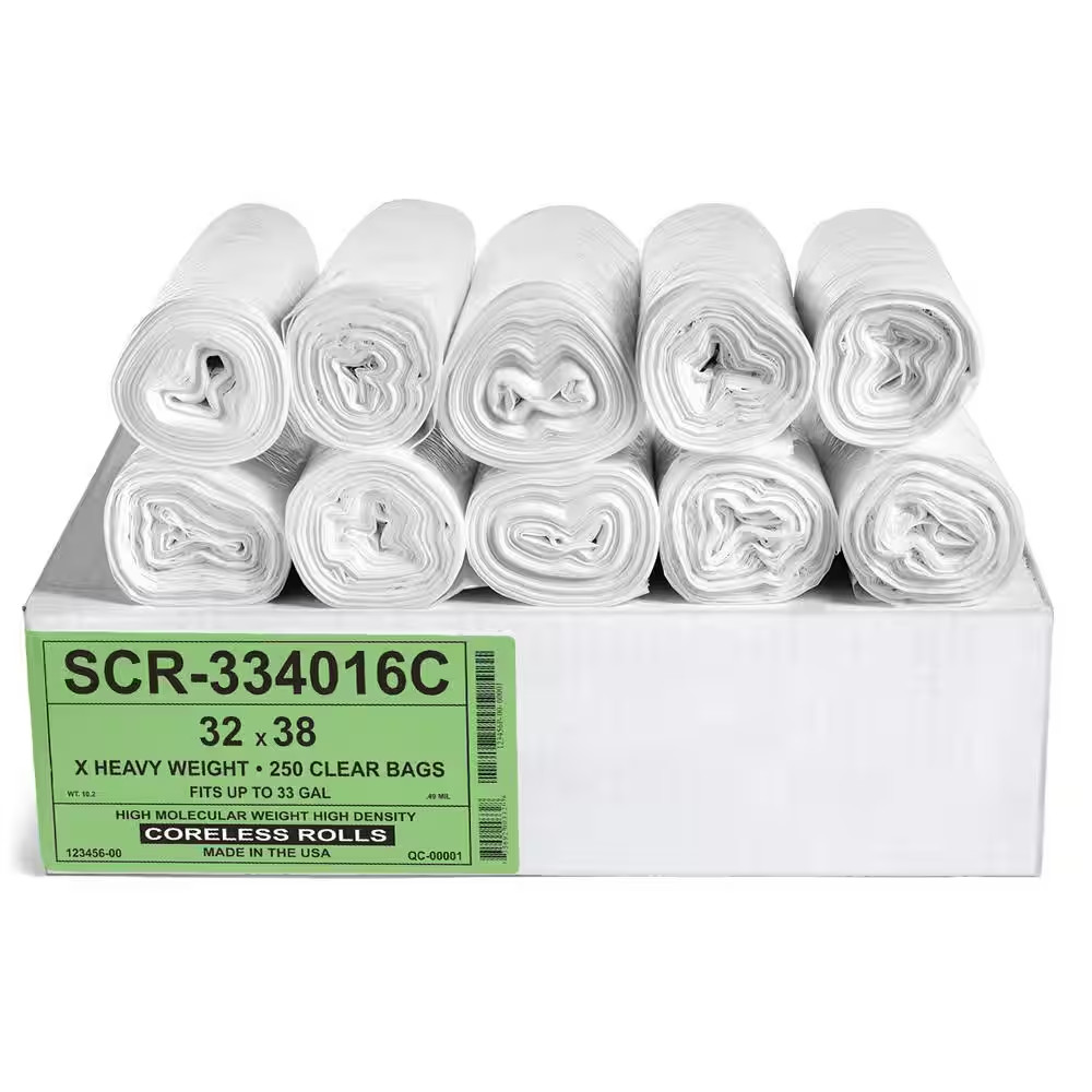 33 Gallon Clear High Density Source Reduction Trash Bag