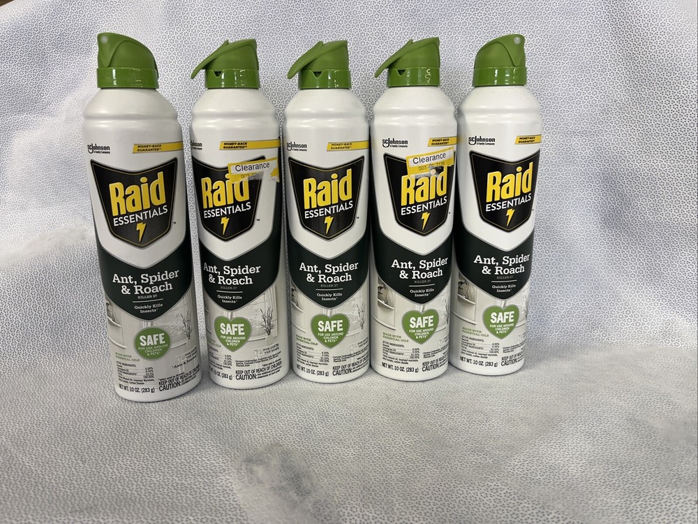 Box of 5 - Raid Essentials Ant, Spider & Roach Killer 27 Spray, 10 Oz