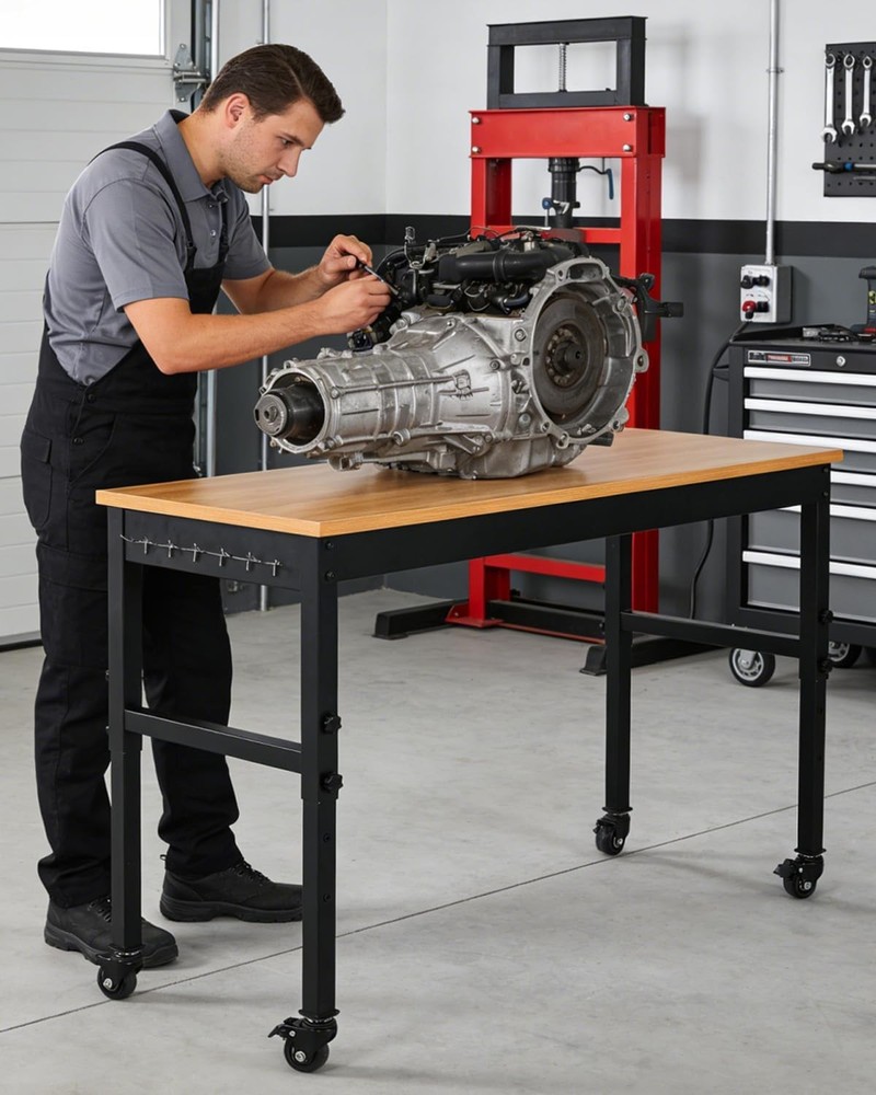 Multifunctional Work Bench Adjustable Height Workbench W/ Built-in Power Outlets