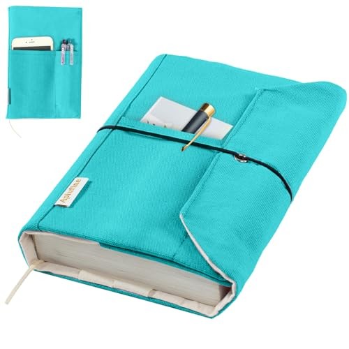 Canvas Book Covers, Washable Book Protector, Book Cover for Teal Medium